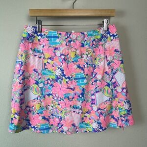Lulu B Colorful Comfy Clothing Pickleball Print Skirt Women's Size Medium